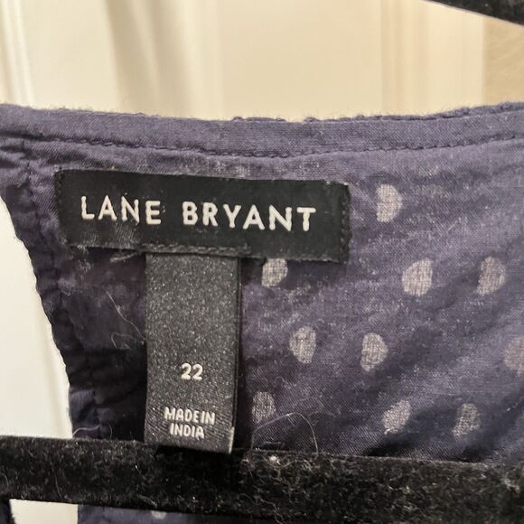 Lane Bryant Eyelet Sleeveless Peplum Top Tank Womens Size 22 Keyhole Navy Blue - Picture 5 of 10